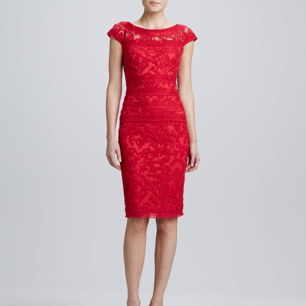 Tadashi Shoji Red Lace Cocktail Dress